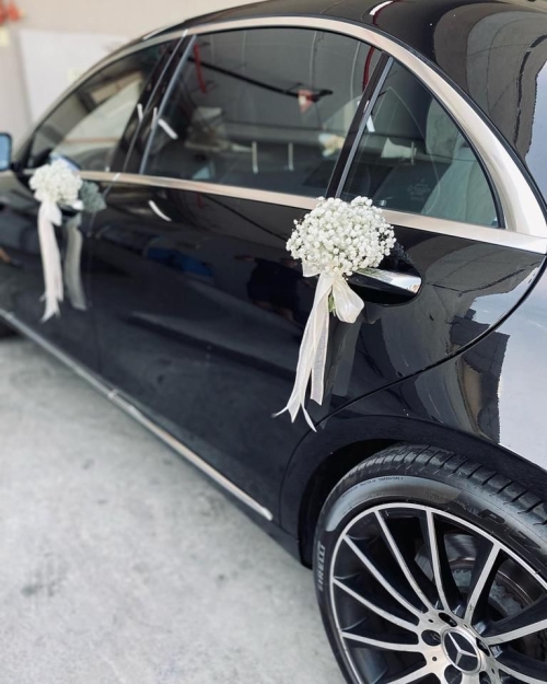 קישוט רכב חתן כלה עדין